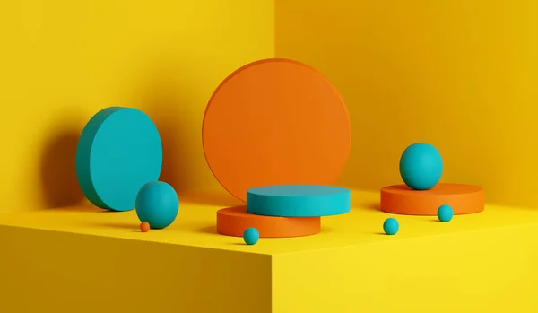 Fondo Abstracto Composición Geométrica Amarilla Plataforma Escenario Producto Vibrante Paleta — Foto de Stock