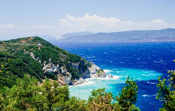 Mediterranean Hidden Places Kastro Skiathos Island Greece Beautiful Vivid Panorama — Stock Photo, Image