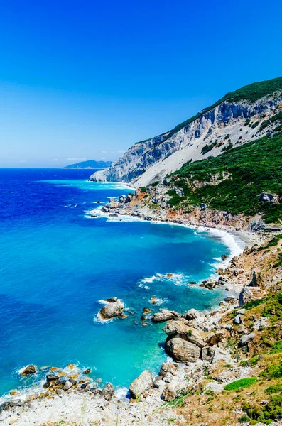 Lugares Ocultos Mediterráneos Kastro Isla Skiathos Grecia Hermosa Vista Panorámica — Foto de Stock
