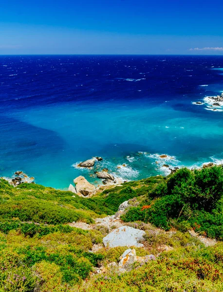 Mediterranean Hidden Places Kastro Skiathos Island Greece Beautiful Vivid Panorama — Stock Photo, Image