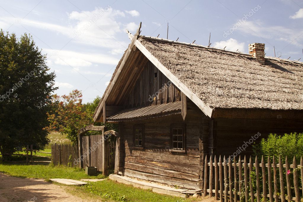 wooden house in the village