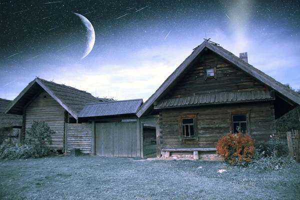 Obec v zimě. prvky tohoto obrazu, které nasa — Stock fotografie