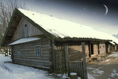 Rusya'nın otantik 18. yy köyü. Bu görüntü unsurları
