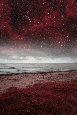 Kırmızı gece denizde. Bu görüntü nasa tarafından döşenmiş unsurları 