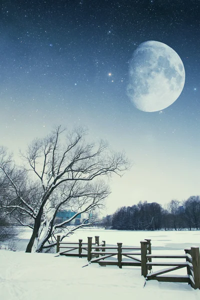 River winter night. Elements of this image furnished by NASA — Stock Photo, Image