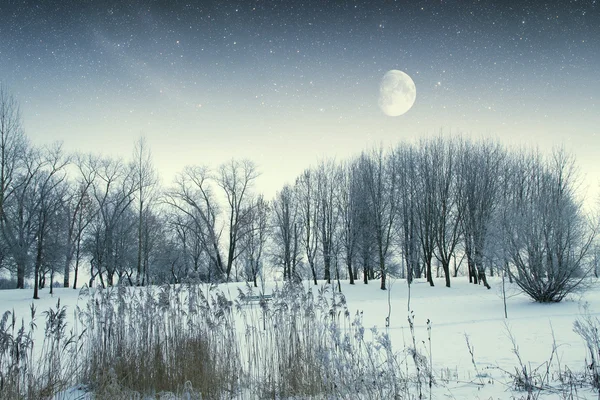 Rivière d'hiver la nuit. Éléments de cette image fournis par la NASA — Photo