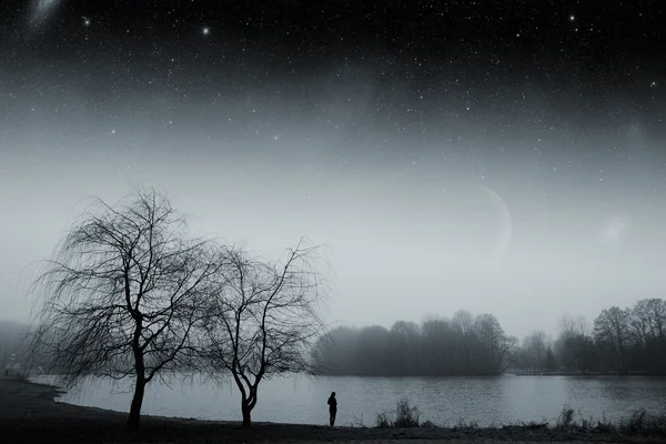Nacht mist .elements van deze afbeelding ingericht door nasa — Stockfoto