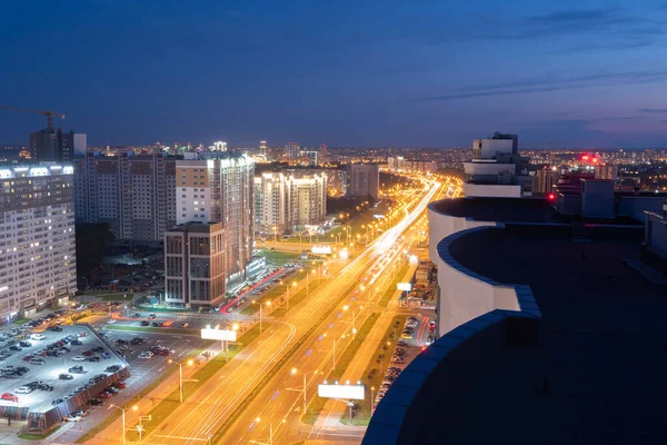 Noite Minsk Uma Altura Bielorrússia — Fotografia de Stock