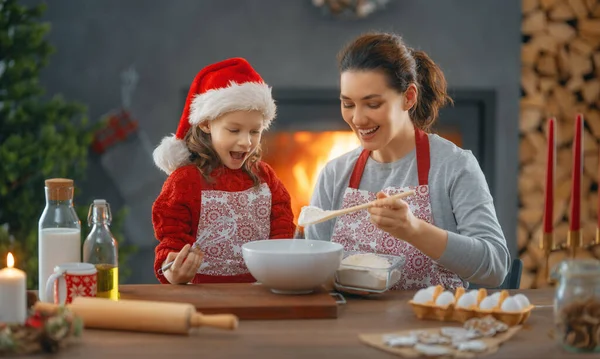 Feliz Natal Boas Festas Preparação Familiar Comida Férias Mãe Filha — Fotografia de Stock