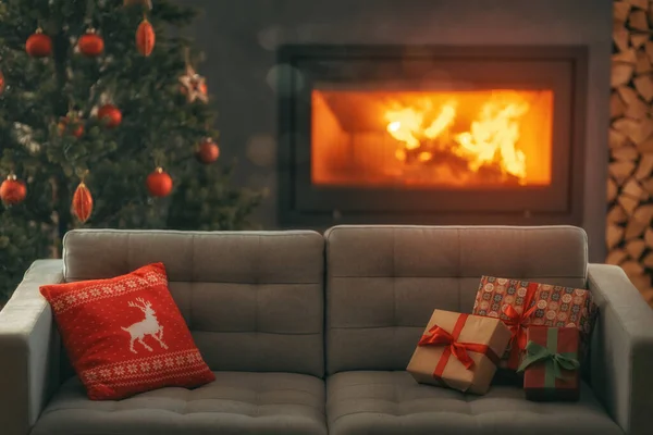 Feliz Navidad Feliz Año Nuevo Interior Habitación Decorada Para Vacaciones — Foto de Stock