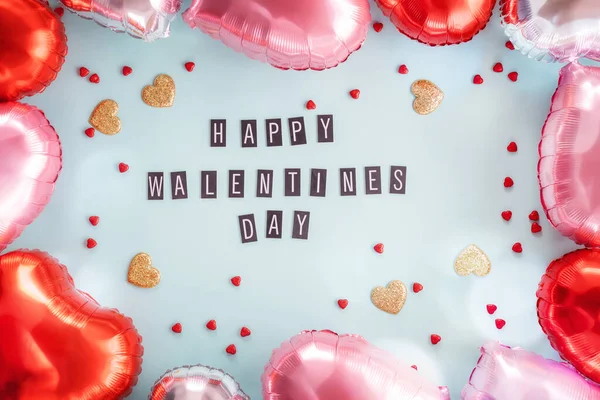 Happy Valentine Day Banner Holiday Background Design Big Heart Air — Stock Photo, Image