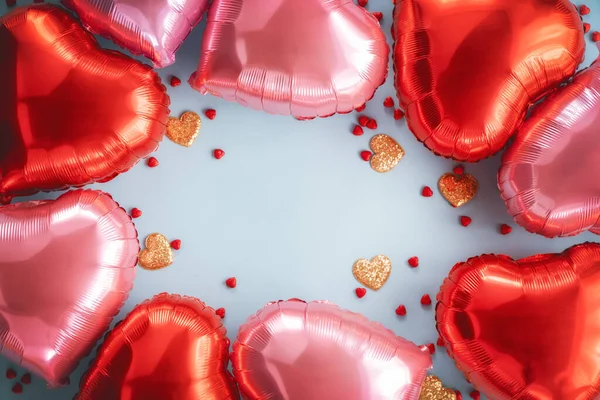 Feliz San Valentín Diseño Fondo Vacaciones Con Grandes Globos Aire —  Fotos de Stock