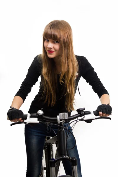 The young girl with bike. — Stock Photo, Image