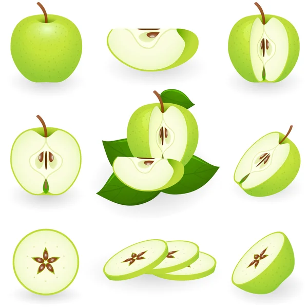 Manzana verde — Vector de stock