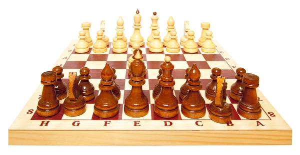Jogo de xadrez isolado no fundo branco — Fotografia de Stock