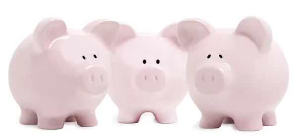 Verenigde familie. roze piggy bank geïsoleerd op wit — Stockfoto