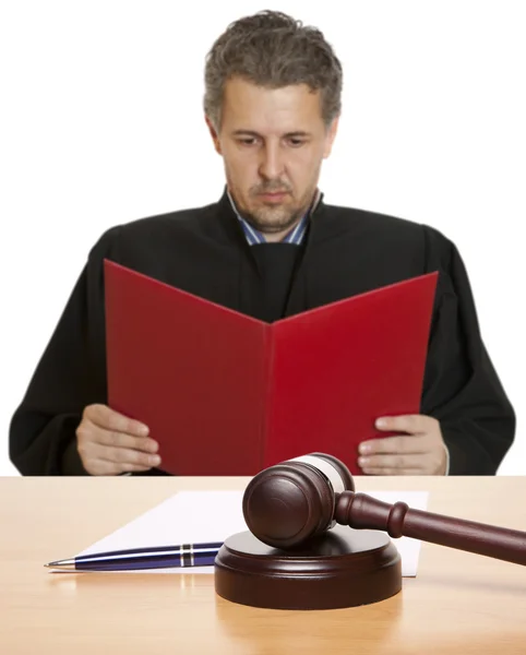 Gavel & male judge isolated — Stock Photo, Image