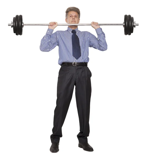 Uomo d'affari sollevamento pesi — Foto Stock