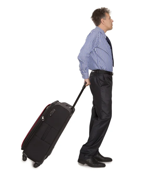 Uomo d'affari con borsa da viaggio, isolato — Foto Stock