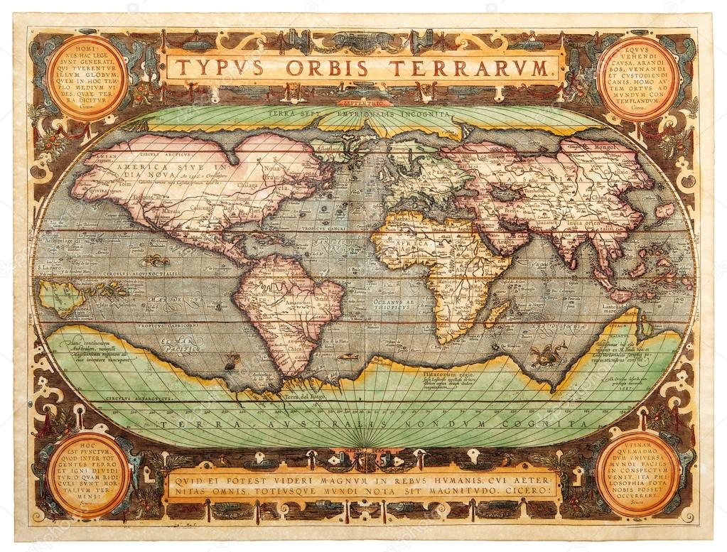1587 Flat Earth Map Old Map (1587) Stock Photo By ©Andreyuu 18500069