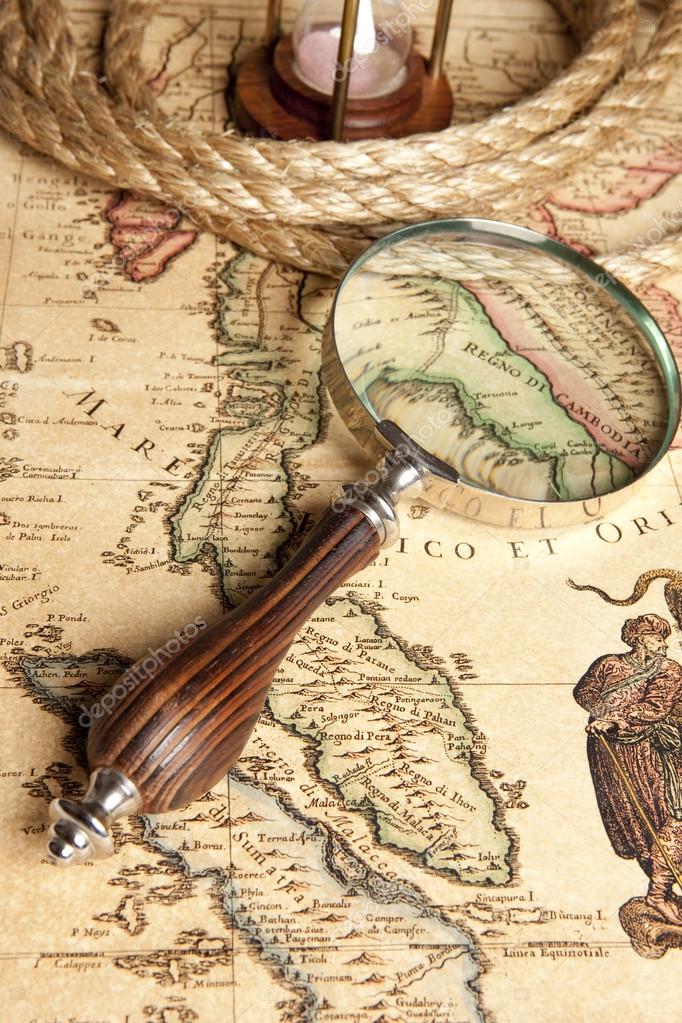 Magnifying glass and map Stock Photo by ©andreyuu 18832217