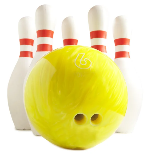Bowling ball and bowling pin — Stock Photo, Image