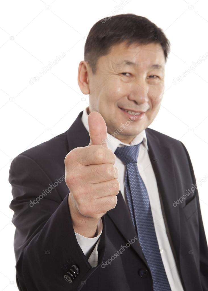 Happy asian business man