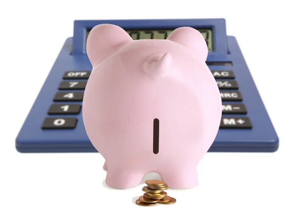 Piggy bank and calculator — Stock Photo, Image