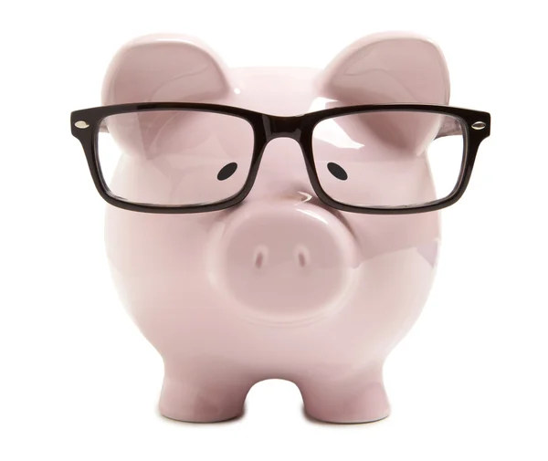 Sparschwein mit Brille — Stockfoto