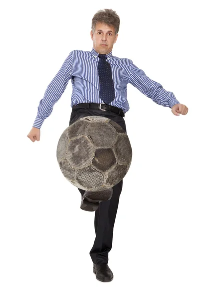 Businessman and soccer — Stock Photo, Image