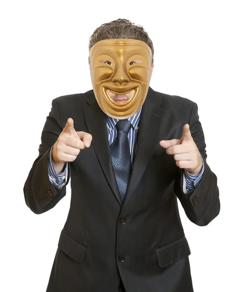 Uomo d'affari con maschera — Foto Stock