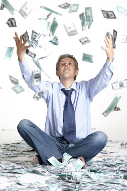 işadamı ve uçan Doları banknot