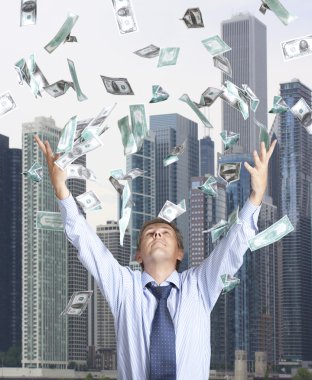 mutlu işadamı ve uçan Doları