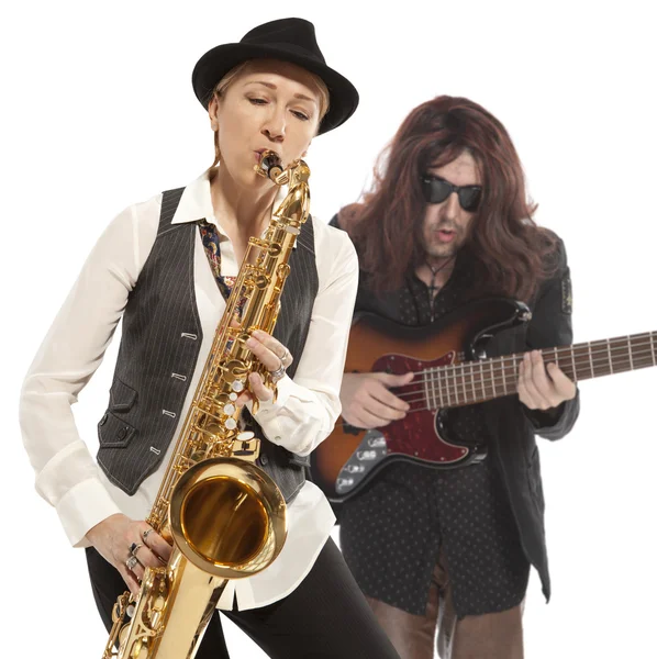 Woman Saxophonist — Stock Photo, Image