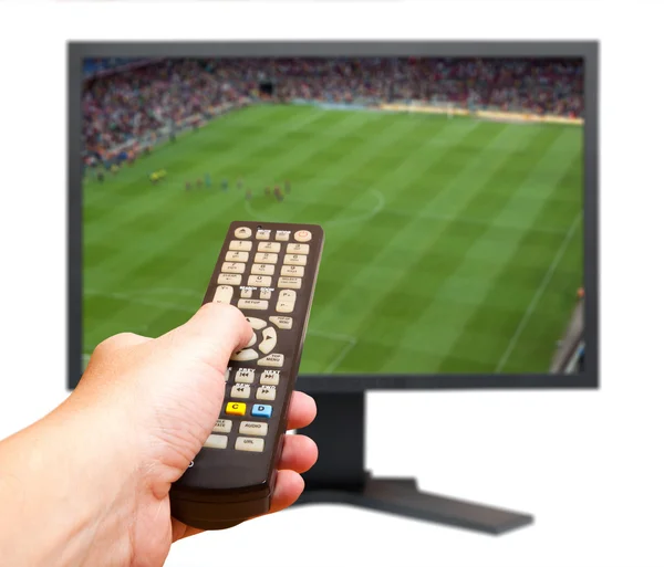 Футбол по телевизору — стоковое фото
