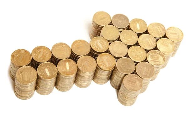 Arrow of coins — Stock Photo, Image