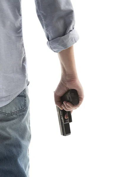 Homem segurando uma arma — Fotografia de Stock