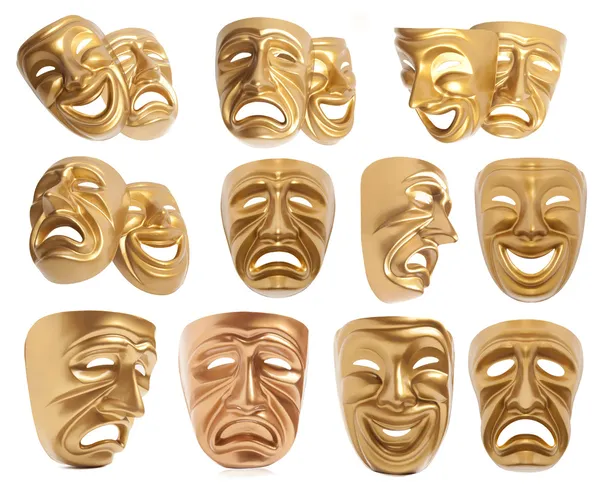 Set van theatrale masker geïsoleerd — Stockfoto