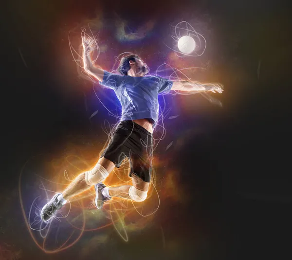 Volleyball Player Players Action Sports Banner Attack Concept Copy Space — Stock Photo, Image