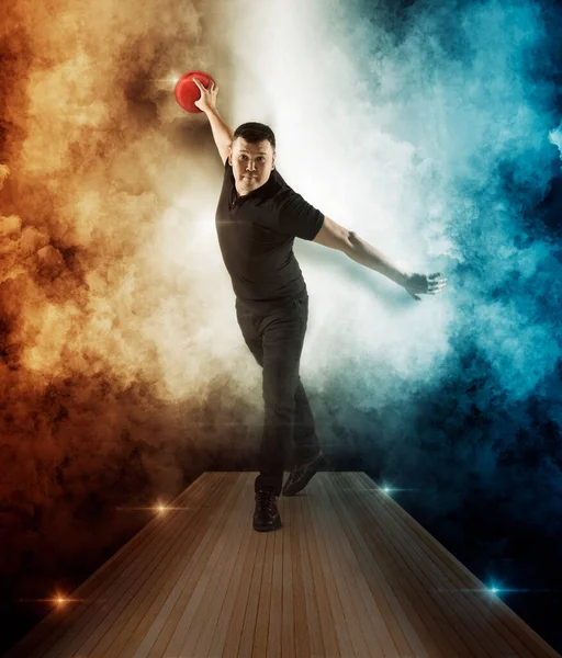 Professioneller Bowlingspieler Aktion Konzept Von Sport Bewegung Energie Dynamischem Gesundem — Stockfoto