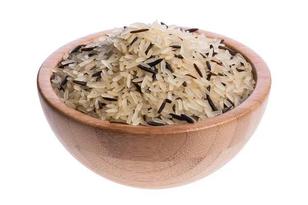Ciotola di legno con riso — Foto Stock