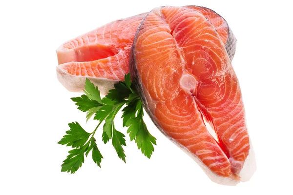 Due pezzi di salmone crudo — Foto Stock