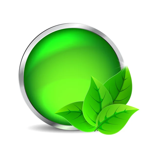 Groen glas knop — Stockvector