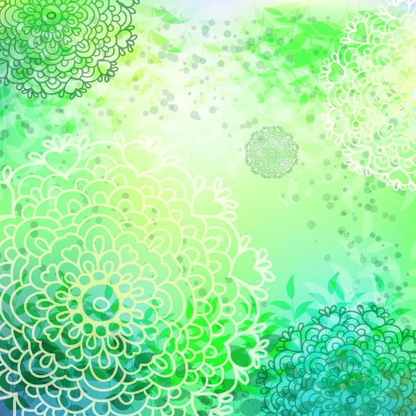 明るい緑の花柄のパターン — ストックベクタ