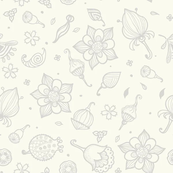 Nahtloses Muster mit schönen grauen Blüten — Stockvektor