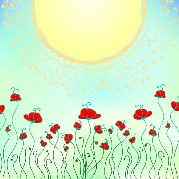 Motif floral avec des fleurs doodle — Image vectorielle