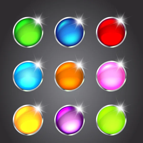 Ensemble d'icônes de boutons brillants pour la conception — Image vectorielle