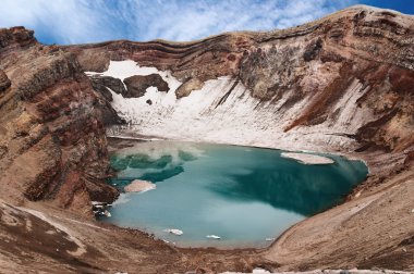 Acid lake in volcanic crater clipart