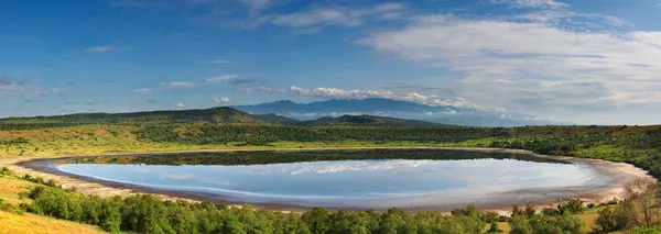 Lago em savana africana, Rainha Elizabeth N.P., Uganda — Fotografia de Stock