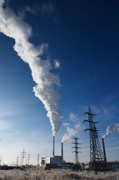 Electric power station with smokestack — Stock Photo, Image